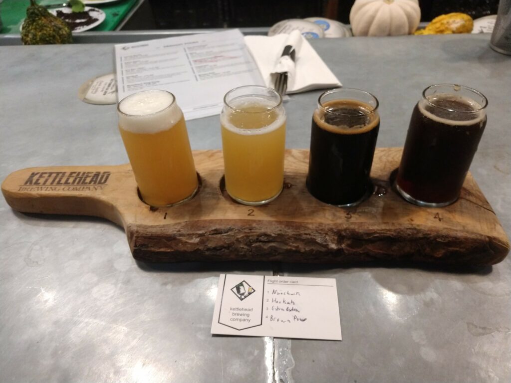 Flight of Beer at Kettlehead Brewery